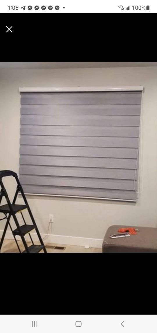 BRAND NEW..Keego Zebra Blinds for Windows Cordless Window Shades Blackout Dual Layer Roller