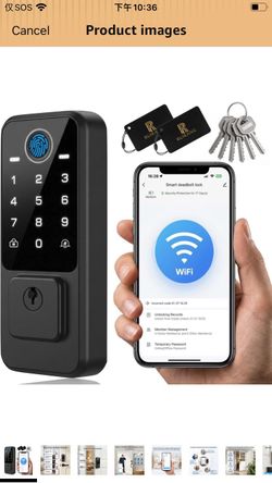 WiFi Smart Door Lock - Keyless Entry Door Lock for Front Door, Fingerprint Door Lock with App Control, 5-in-1 Touchscreen Deadbolt with 6 Keys & 2 NFC