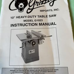 Grizzly 10” Heavy Duty 3 HP table saw 