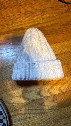white ribbed knit cuffed beanie from BP