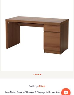 Used IKEA MALM Desk with Drawer and Storage