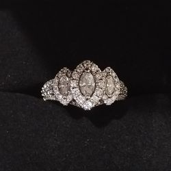 14K White Gold Marquis Diamond Ring