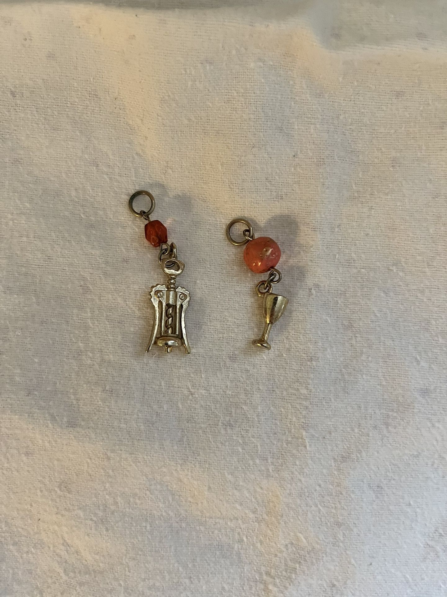 Corkscrew & Wine Glass Charm/Pendant Set