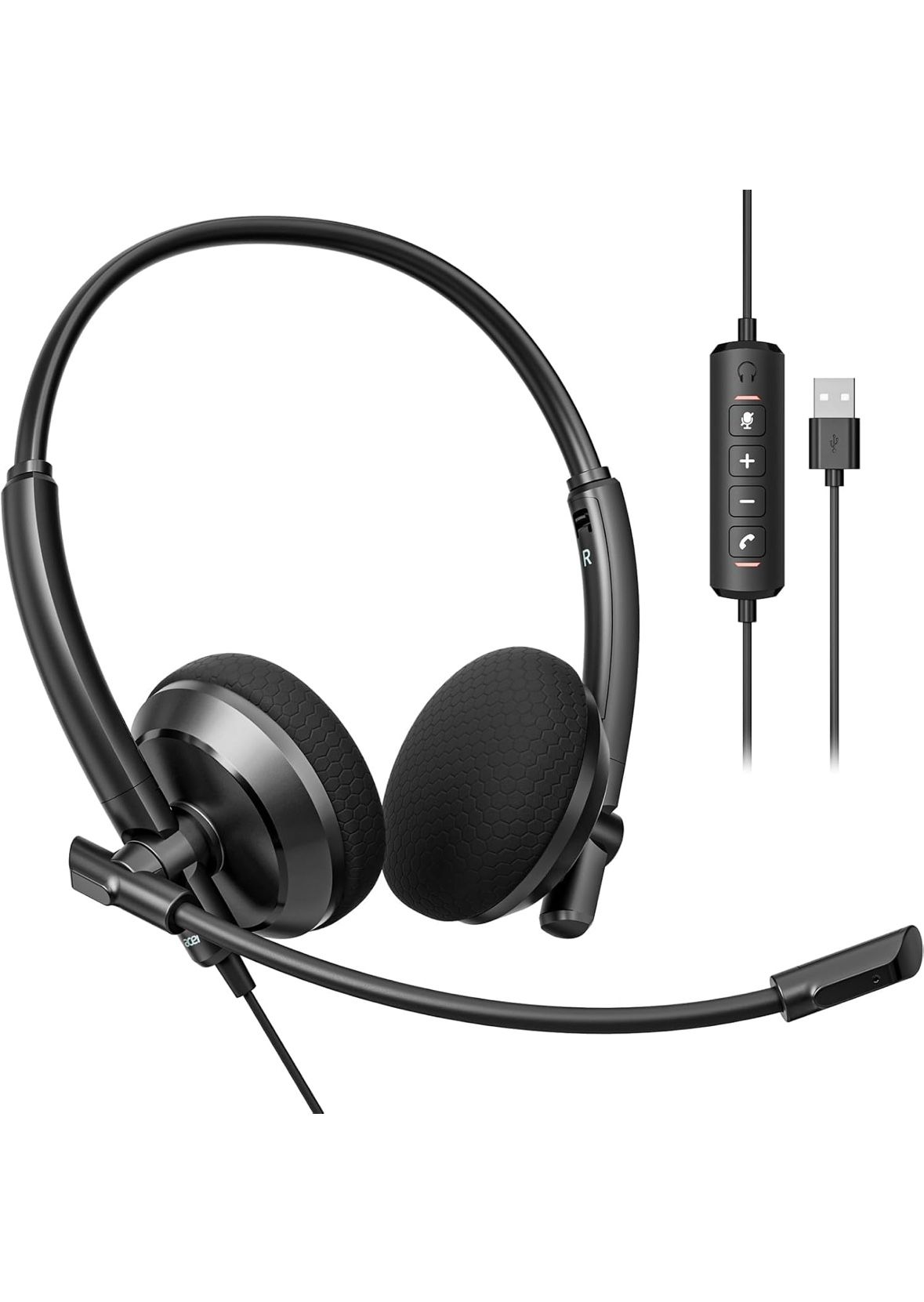 Acer USB Noise-Cancelling Headset with Mic, Durable Wired Design for Office & Remote Work.
