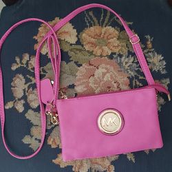 Hot Pink Crossbody/Wristlet Bag