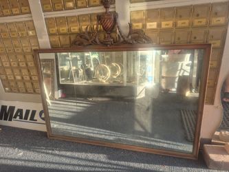 Vintage Wood Framed Wall Mirror