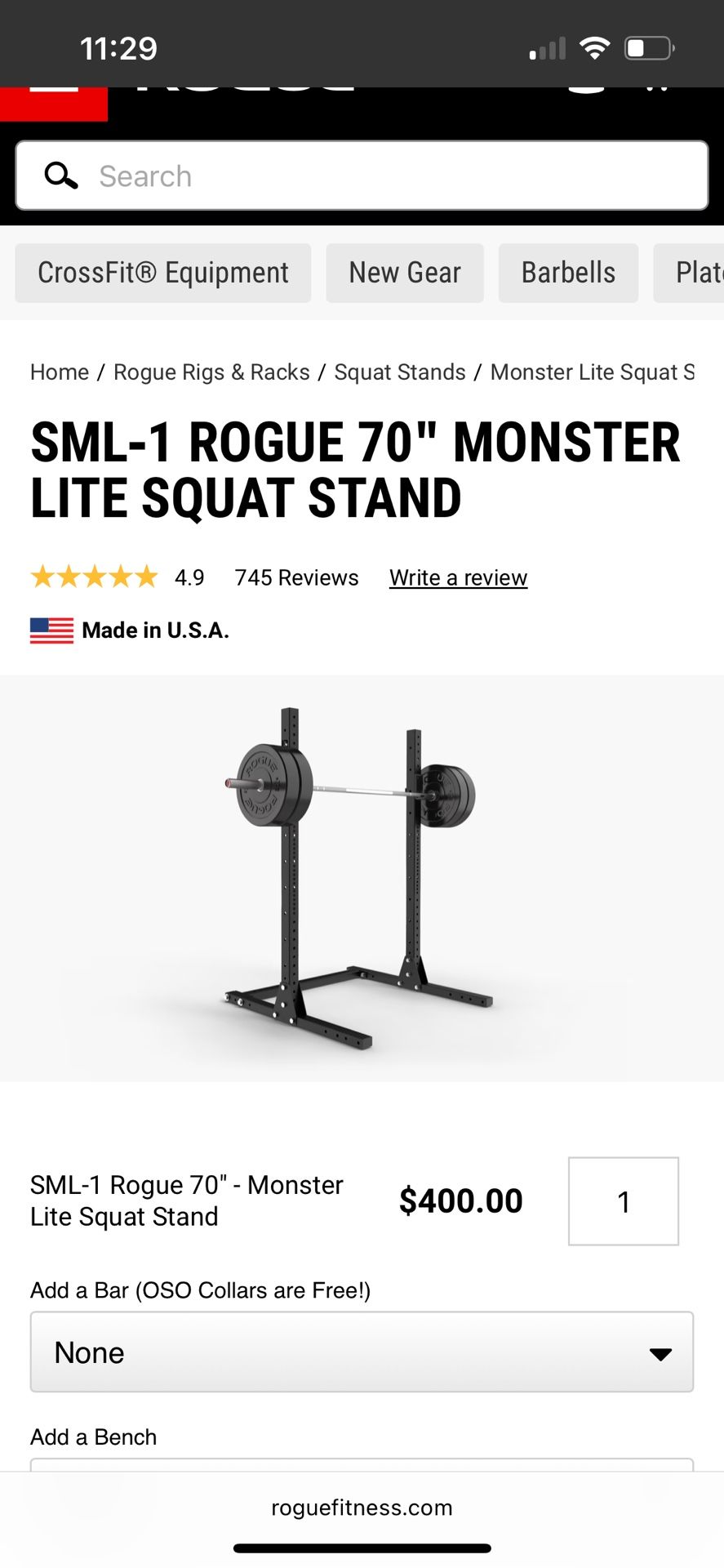 Rogue Squat/Bench Stand & Spotter Hooks