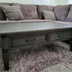 Brown Coffee Table With Drawers 