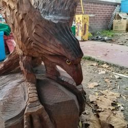 Carved Eagle Statue 6'4" Tall 