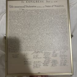 Vintage 1776 Declaration of Independence Framed Wall Art – 10x12 Gold Frame Patriotic Americana Decor Collectible