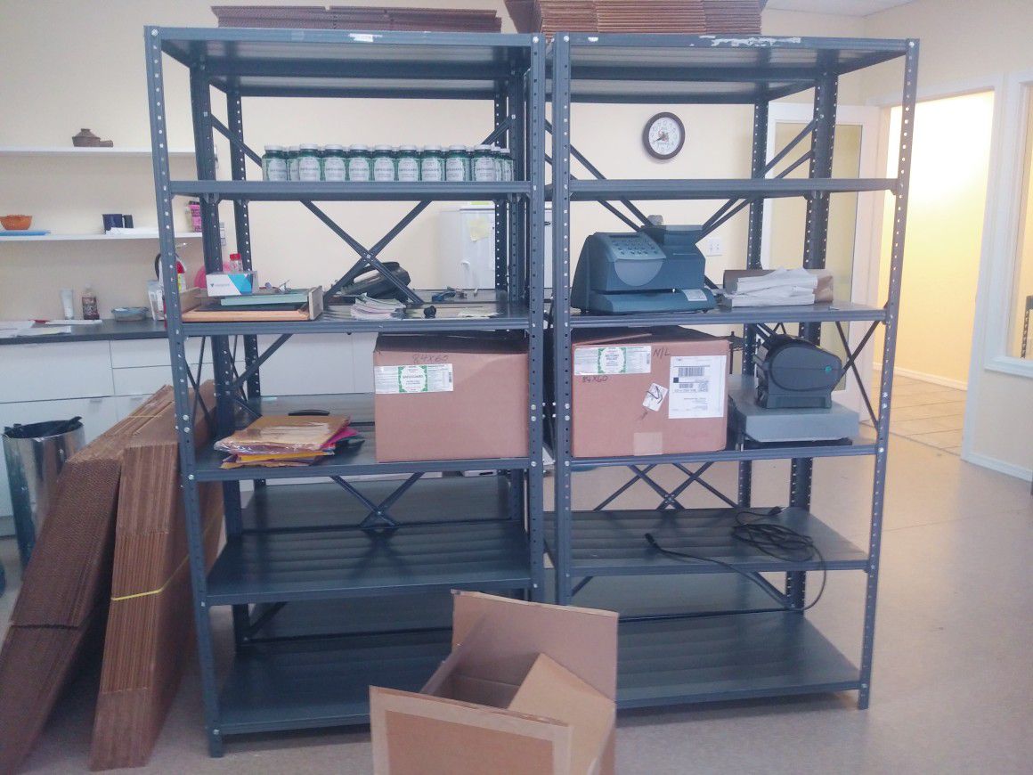 Very sturdy storage shelves. 18"x 36"x 72" Spring cleaning organization!