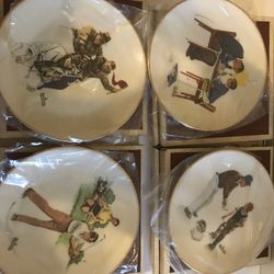 1982 Set Of 4) Norman Rockwell "Life with Father" Plates