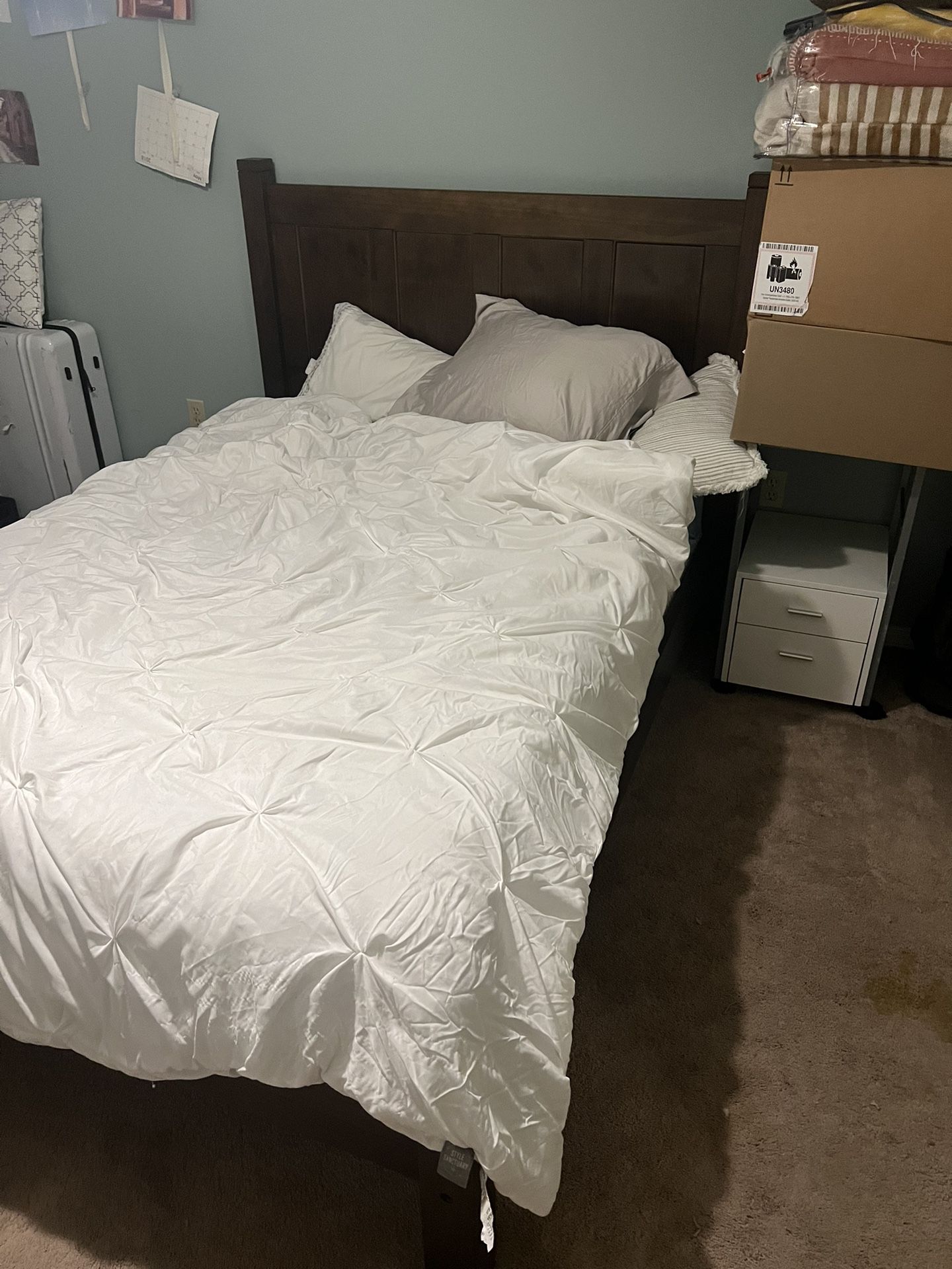 Full Size Bed Frame With Memory Foam Mattress 