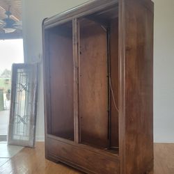 Beautiful Antique Walnut Wardrobe Cabinet