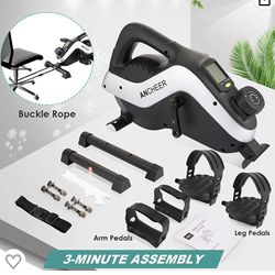 ANCHEER Under Desk Bike Pedal Exerciser, Mini Seated Leg Pedal Exerciser for Seniors Therapy, Portable Trainer for Home Office, 8 Level Resistance wit