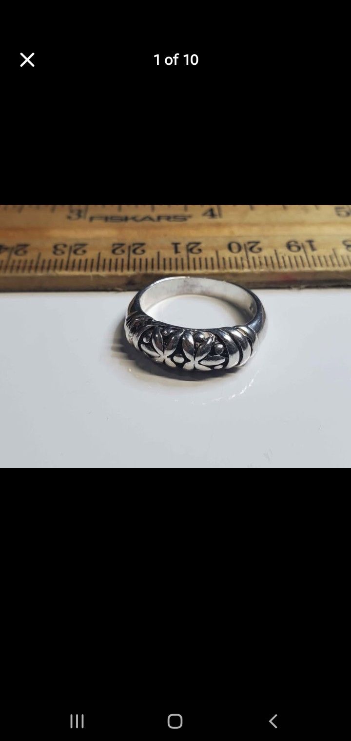 Stunning Sterling Silver 925, Floral Scroll Design Band Ring - Size 6.5, Unique