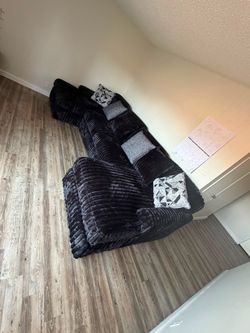 Black Corduroy Sectional Sofa with Pillows,sectionals,chaise,same day delivery,no credit needed,