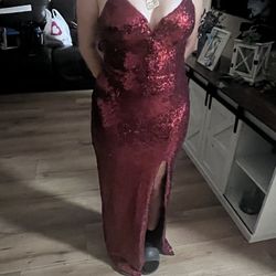 Red Long Sequin Dress Size 3-5 