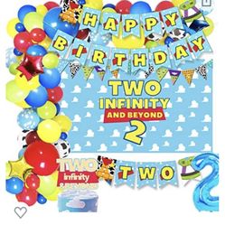 Toy Story Birthday Backdrop, Cake Topper, Balloon 