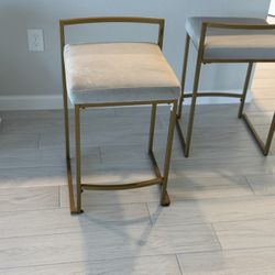 Modern Gold & Beige Counter Stools – Set of 2 