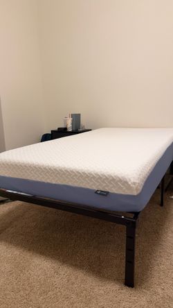 Twin Sized bed frame, mattress, & 1” mattress topper