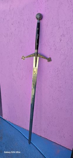 Scottish Silver and Gold Claymore Marto  Decorative Huge 56 Inch Used