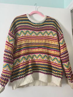 Fair Isle Knit Crewneck Sweater