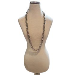 Silver Toned Thick Link Versatile Necklace Chain Keyring