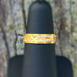 Vintage Jewelry 22k solid yellow two tone gold  X band ring size 6.75