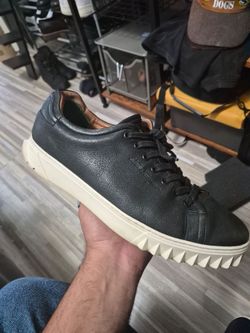 Salvatore Ferragamo "Cube" Men’s Black Grained Leather Low-Top Sneakers