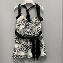 White House Black Market Silk Bustier Halter Top Ladies size 6 black/white