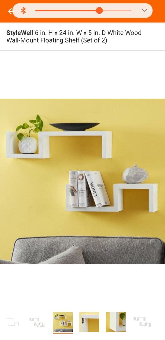 StyleWell Floating White Or Black Shelves (Set Of 2)
