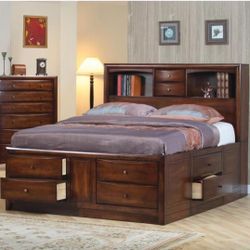 Wood Head Board And Frame With Dresser