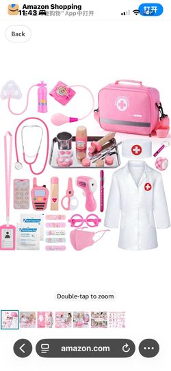 Doctor Kit for Girls, 34 Pcs Doctor kit for Toddlers 3-5 with Medical Storage Bag & Real Stethoscope Pretend Play Doctor Set, Doctor Play Gift for Kid