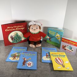 Curious George plush and Books