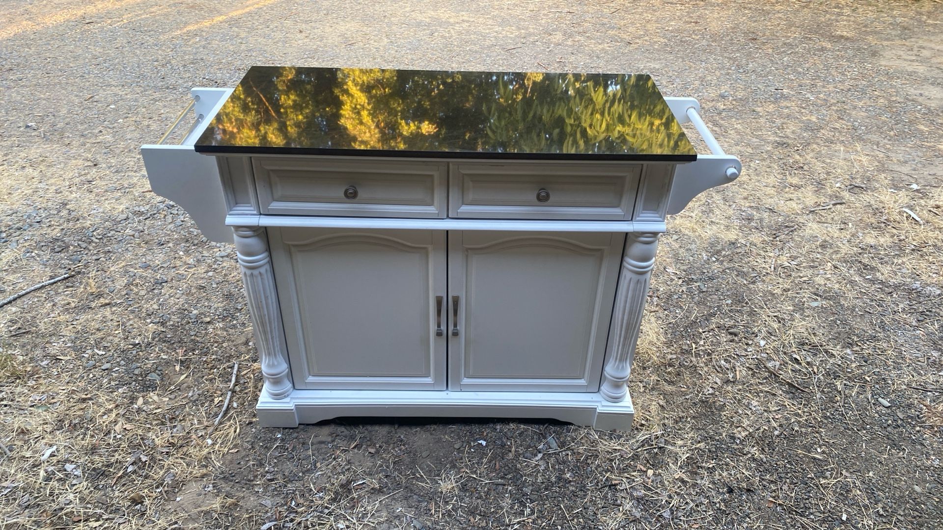 White Kitchen Cart With Granite Top