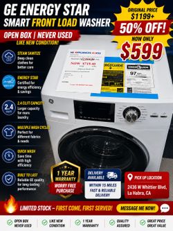 GE Front Load Washer Open Box Never Used - $599