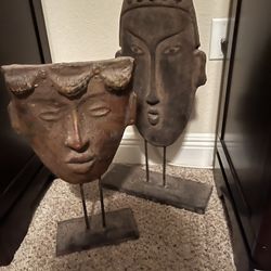 Large Tribal Mask On Metal stands