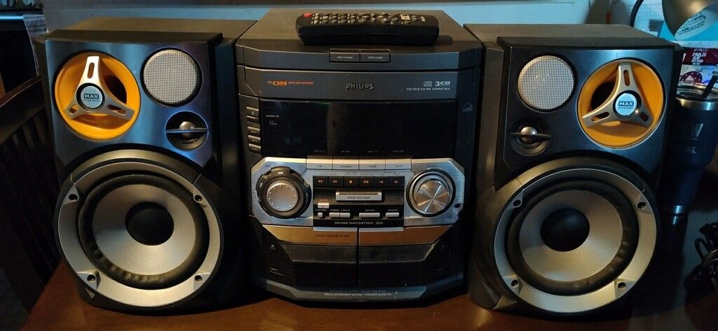 Philips FW-C399 Stereo System HiFi Dual Cassette Deck CD Changer AM/FM Radio

