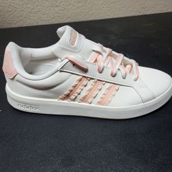 *NEW* Adidas Grand Court 3.0 J Shoes Frills White Size Kid's 6 Women's 7
