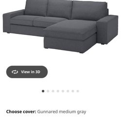 IKEA “KIVIK” sofa With Chaise, Medium Gray
