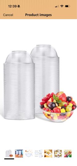 Nuogo 300 Pieces Clear Mini Plastic Bowls 6 oz Disposable Hard Plastic Ice Cream Bowls Small Disposable Bowls for Serving, Weddings, Catering, Home, P
