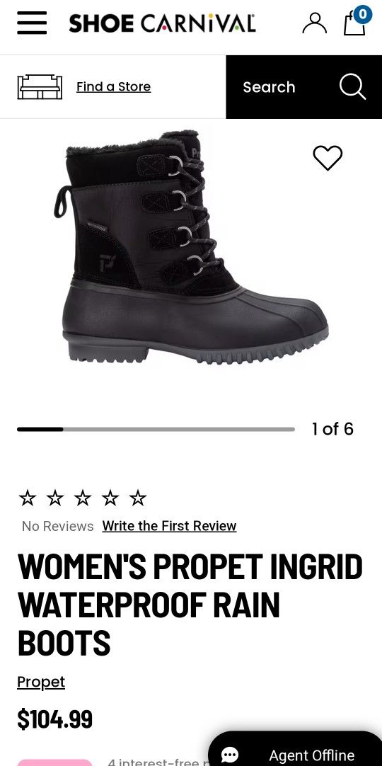 WOMEN'S PROPET INGRID WATERPROOF Snow, RAIN BOOTS

Size 6