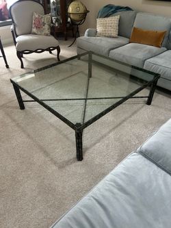 Custom patina iron coffee table