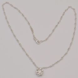 White gold diamond necklace pre owned 14k fancy link chain 15.75 inches