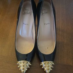 Christian Louboutin Studded Gold Toe  Heels