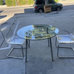 Vintage 1999 IKEA Salami Dining Table With Two Chairs