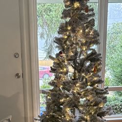 (PENDING PICKUP) Free Flocked Pine LED Pre-Lit Christmas Tree
