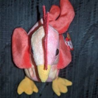 Rare 2-Color (Yellow & Pink) Strut the Rooster Beanie Baby