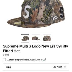 Supreme Multi S Logo New Era 59Fifty Fitted Hat Camo Size 7 3/4 $120